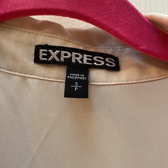 Express Sheer Cream Button Up Blouse Size Small - Picture 2 of 5